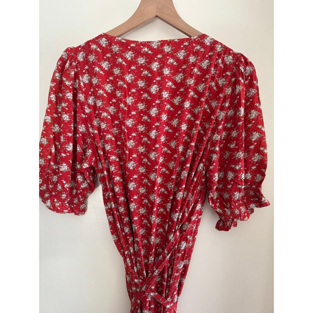 New NATURAL LIFE midi red floral Sophia WRAP dress - L - Picture 4 of 6